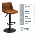 Taburete de Bar Industrial Ergonómico con Altura Ajustable y Base de Acero