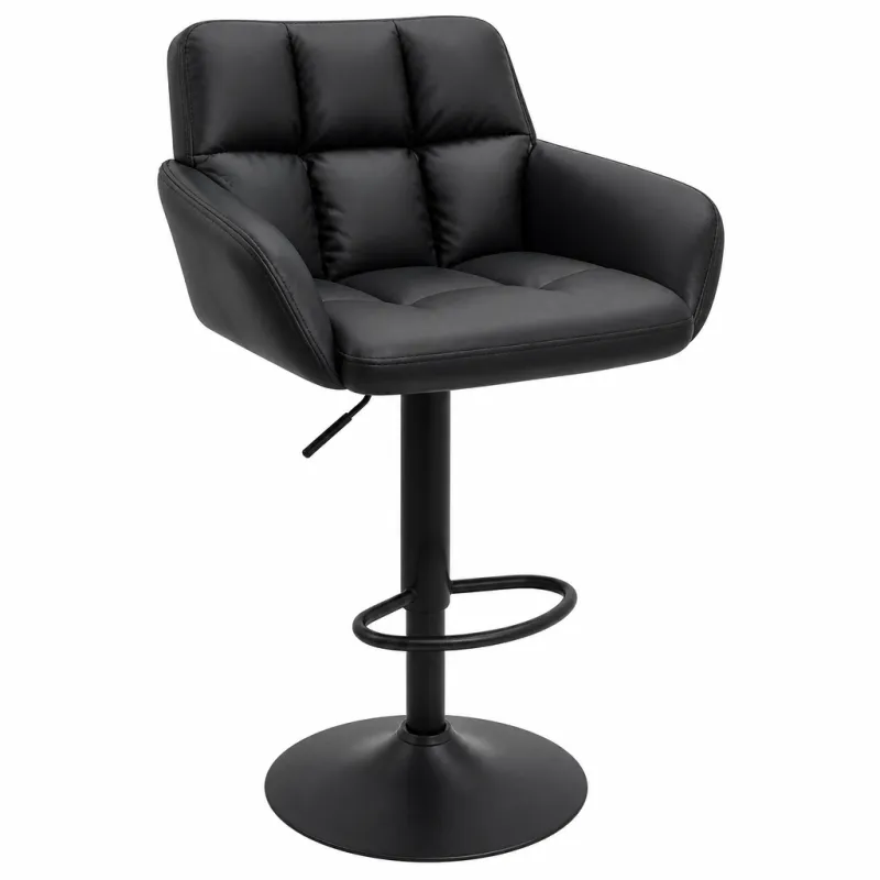 Taburete de Bar Ergonómico Ajustable en Piel Sintética Premium