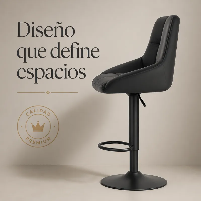 Taburete de Bar Ergonómico Ajustable en Piel Sintética Premium