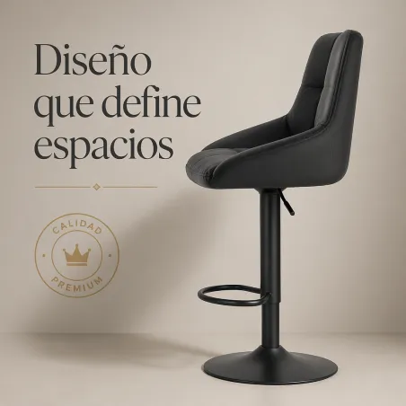 Taburete de Bar Ergonómico Ajustable en Piel Sintética Premium