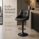 Taburete de Bar Ergonómico Ajustable en Piel Sintética Premium