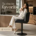 Taburete de Bar Ergonómico Ajustable en Piel Sintética Premium