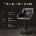 Taburete de Bar Ergonómico Ajustable en Piel Sintética Premium