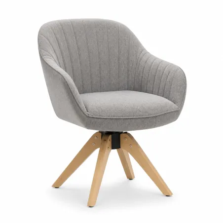 Silla de Escritorio Giratoria Nórdica de Madera Maciza y Tejido Premium