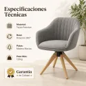 Silla de Escritorio Giratoria Nórdica de Madera Maciza y Tejido Premium