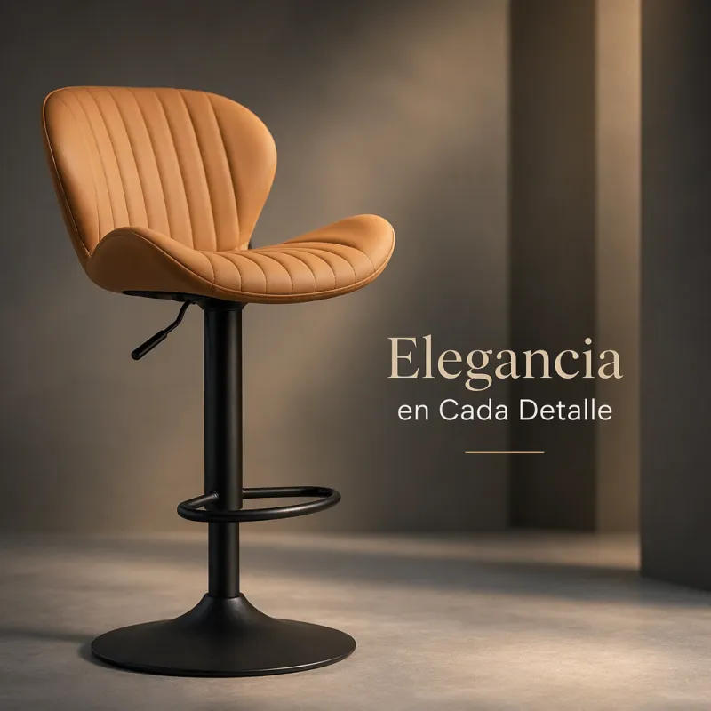 Taburete de Bar Ergonómico Giratorio con Respaldo y Altura Ajustable