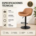 Taburete de Bar Ergonómico Giratorio con Respaldo y Altura Ajustable