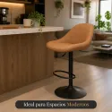 Taburete de Bar Ergonómico Giratorio con Respaldo y Altura Ajustable
