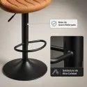 Taburete de Bar Ergonómico Giratorio con Respaldo y Altura Ajustable