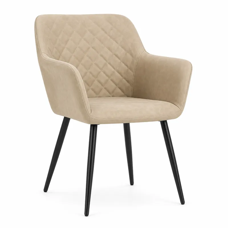 Silla de Comedor Ergonómica de Terciopelo con Reposabrazos y Patas de Acero