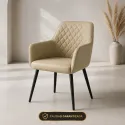 Silla de Comedor Ergonómica de Terciopelo con Reposabrazos y Patas de Acero