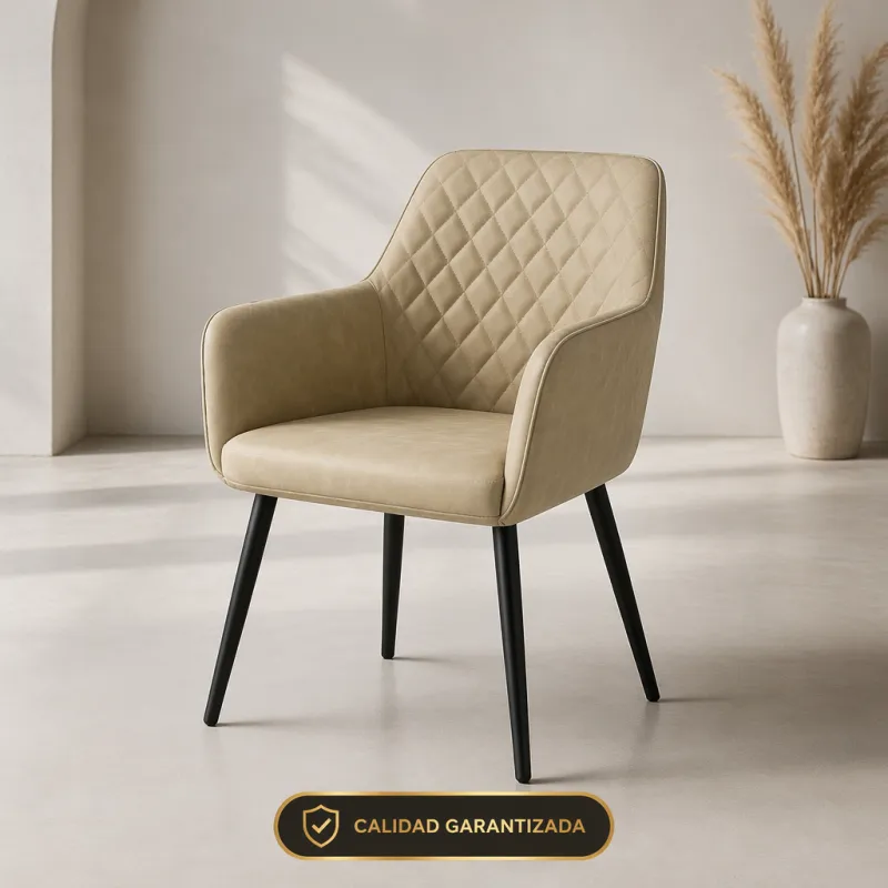 Silla de Comedor Ergonómica de Terciopelo con Reposabrazos y Patas de Acero