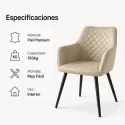 Silla de Comedor Ergonómica de Terciopelo con Reposabrazos y Patas de Acero