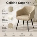Silla de Comedor Ergonómica de Terciopelo con Reposabrazos y Patas de Acero
