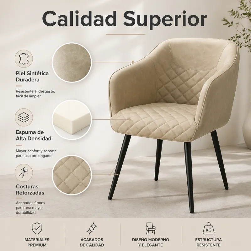 Silla de Comedor Ergonómica de Terciopelo con Reposabrazos y Patas de Acero