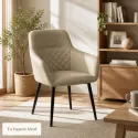 Silla de Comedor Ergonómica de Terciopelo con Reposabrazos y Patas de Acero