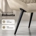 Silla de Comedor Ergonómica de Terciopelo con Reposabrazos y Patas de Acero