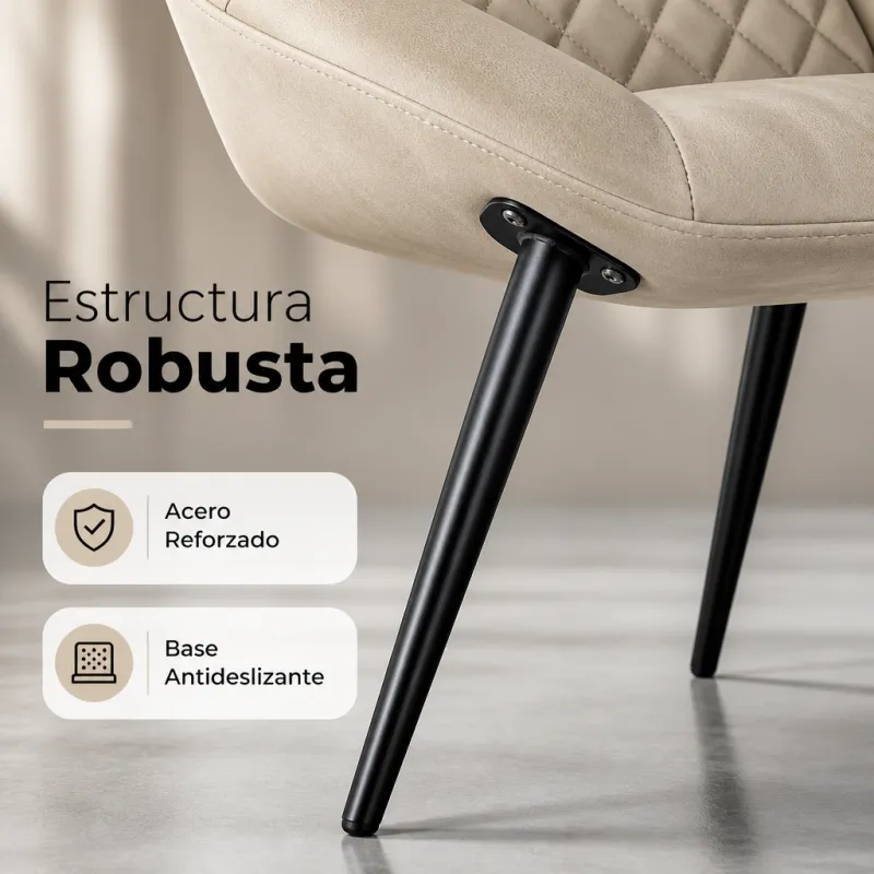 Silla de Comedor Ergonómica de Terciopelo con Reposabrazos y Patas de Acero