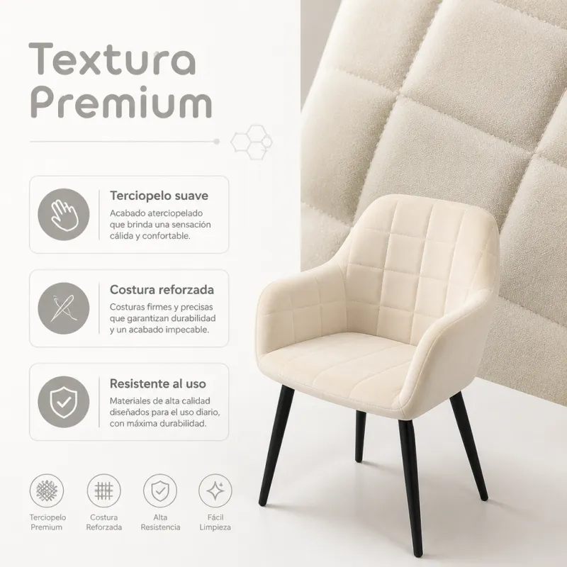 Silla de Comedor Nórdica Ergonómica en Terciopelo Premium
