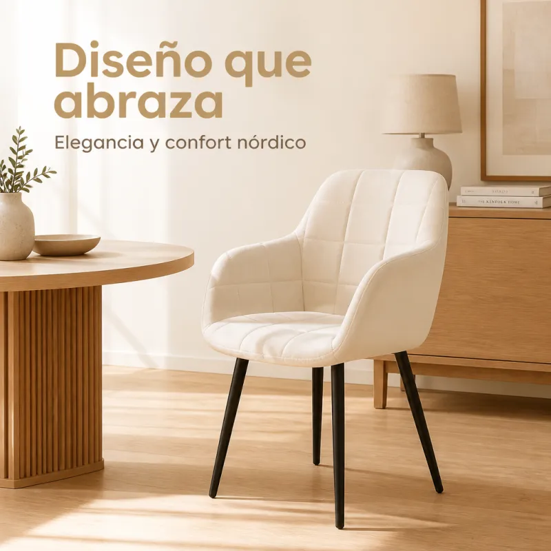 Silla de Comedor Nórdica Ergonómica en Terciopelo Premium