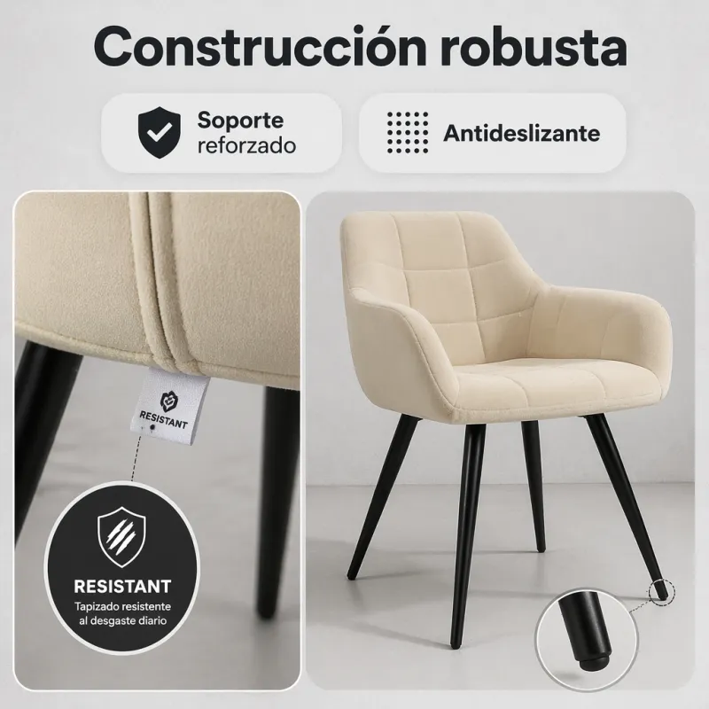Silla de Comedor Nórdica Ergonómica en Terciopelo Premium