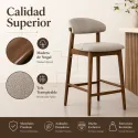 Taburete de Bar Ergonómico en Madera de Nogal y Lino Gris Premium
