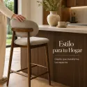 Taburete de Bar Ergonómico en Madera de Nogal y Lino Gris Premium