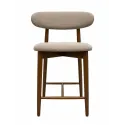 Taburete de Bar Ergonómico en Madera de Nogal y Lino Gris Premium