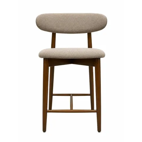 Taburete de Bar Ergonómico en Madera de Nogal y Lino Gris Premium
