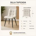 Silla Tapizada de Comedor y Oficina Ergonómica con Base de Metal Reforzado