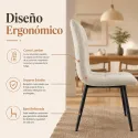 Silla Tapizada de Comedor y Oficina Ergonómica con Base de Metal Reforzado