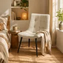 Silla Tapizada de Comedor y Oficina Ergonómica con Base de Metal Reforzado