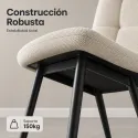 Silla Tapizada de Comedor y Oficina Ergonómica con Base de Metal Reforzado