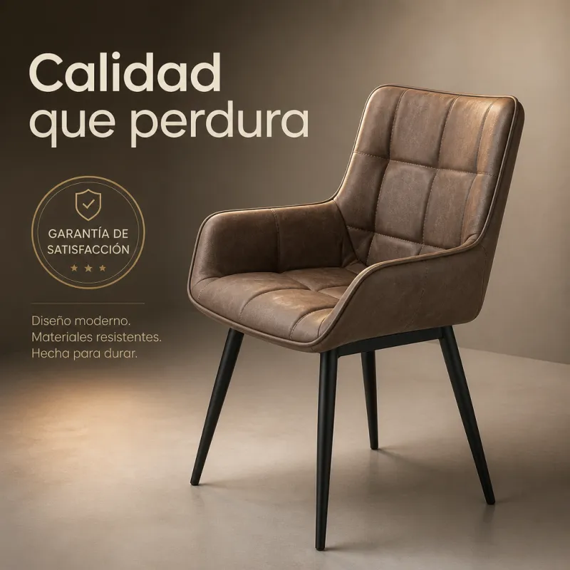 Silla de Comedor Ergonómica de Cuero Sintético Premium con Patas de Acero Reforzado
