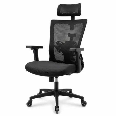 Silla de Escritorio Ergonómica con Respaldo de Malla y Cabecero Ajustable Negro