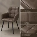 Silla de Comedor Ergonómica de Cuero Sintético Premium con Patas de Acero Reforzado
