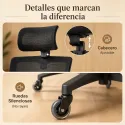 Silla de Escritorio Ergonómica con Respaldo de Malla y Cabecero Ajustable Negro