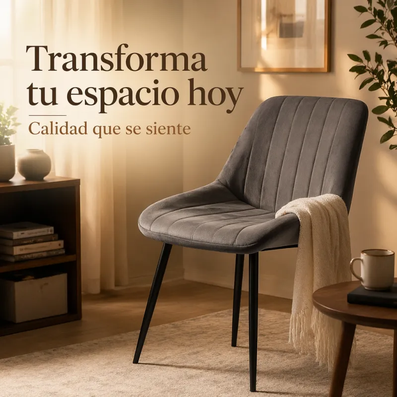 Silla de Comedor Ergonómica de Terciopelo con Patas de Metal Mate
