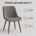 Silla de Comedor Ergonómica de Terciopelo con Patas de Metal Mate