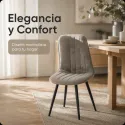 Silla de Comedor Ergonómica de Terciopelo con Patas de Metal Mate