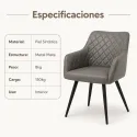 Silla de Comedor y Oficina Ergonómica Giratoria con Respaldo Acolchado en Piel Sintética