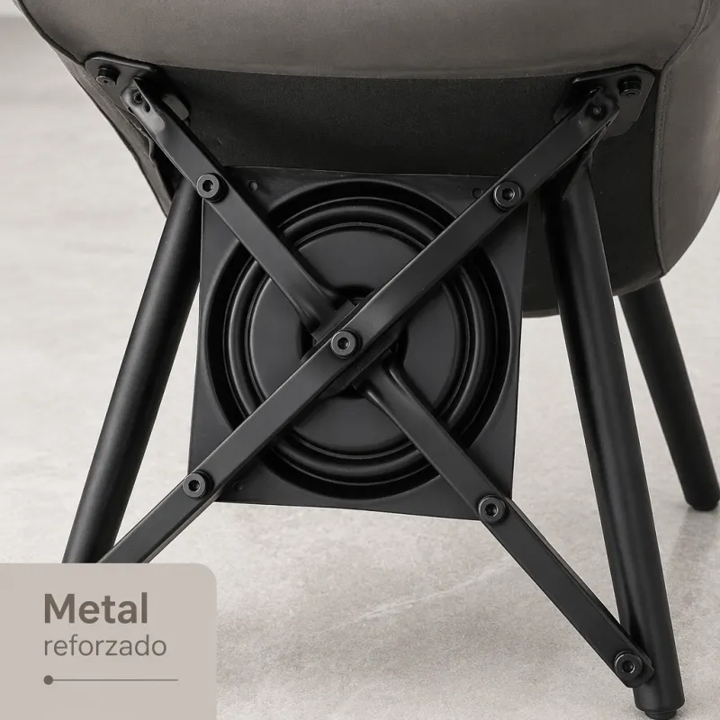 Silla de Comedor y Oficina Ergonómica Giratoria con Respaldo Acolchado en Piel Sintética