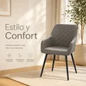 Silla de Comedor y Oficina Ergonómica Giratoria con Respaldo Acolchado en Piel Sintética