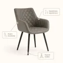 Silla de Comedor y Oficina Ergonómica Giratoria con Respaldo Acolchado en Piel Sintética