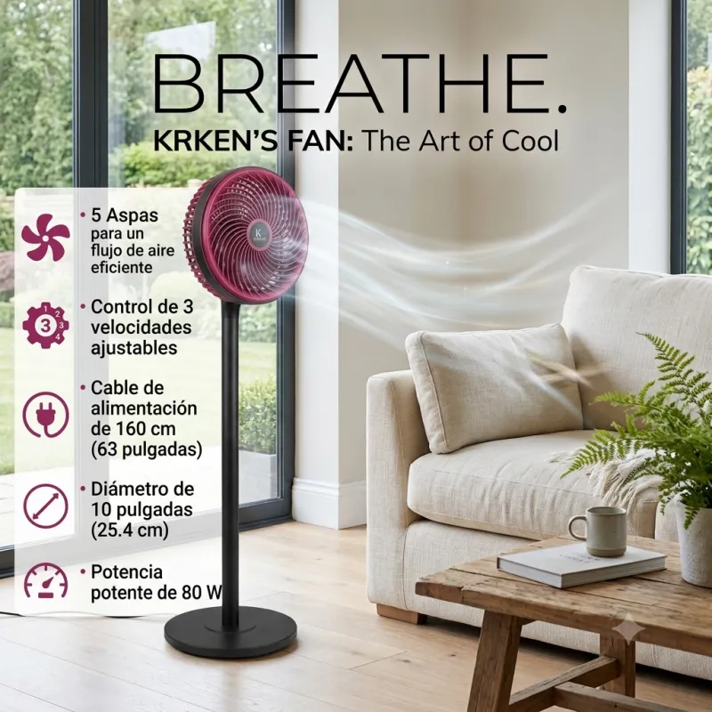 Ventilador de Circulación de Aire KRISHNA de 80W con 3 Velocidades