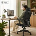 Silla de Escritorio Ergonómica con Respaldo de Malla y Cabecero Ajustable Negro
