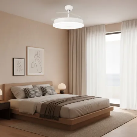 Ventilador de Techo con Luz LED y Aspas Retráctiles Mimotec Otah White 40W+30W DC