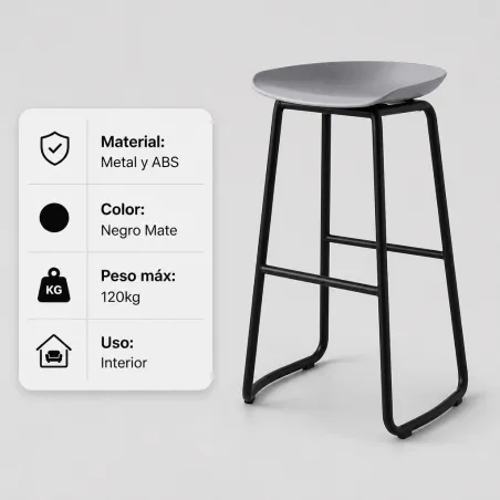 Taburete Alto de Cocina Minimalista y Ergonómico - Modelo Nordic Matte