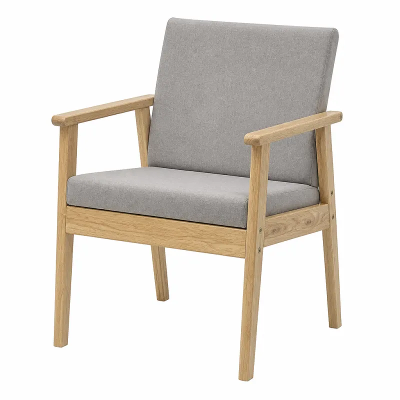 Silla de Madera Minimalista Ergonómica con Cojines de Lino Transpirable
