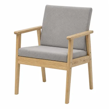 Silla de Madera Minimalista Ergonómica con Cojines de Lino Transpirable